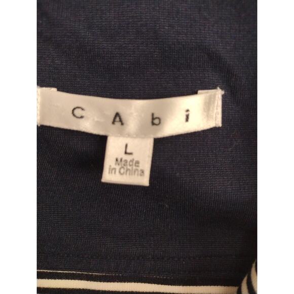 CAbi Blazer Womens Large Navy White Striped Double Breasted Nautical Buttons - Picture 3 of 8